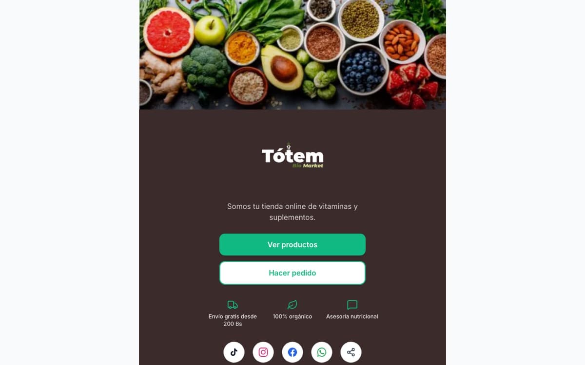 Captura de Tótem Bio Market